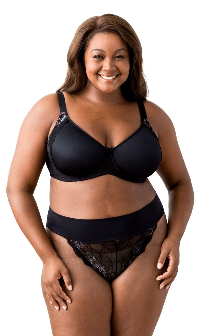 Elila Microfiber & Lace Underwire Black