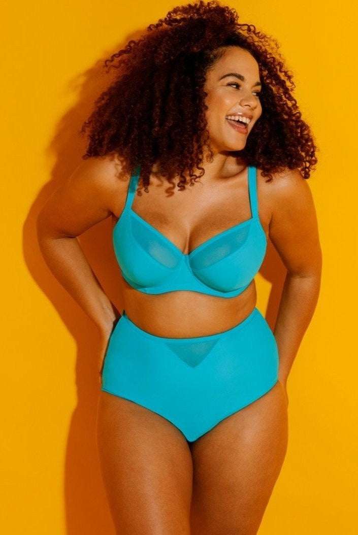 Curvy Kate Sheer Class Padded Balcony Bikini Top Turquoise – Uplifting, LLC