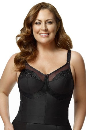 Elila Embroidered Microfiber Longline Softcup Black