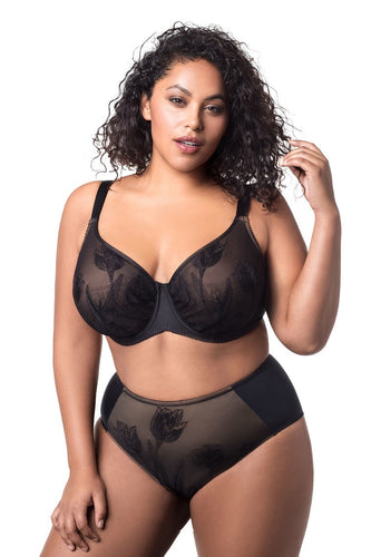 Elila Tulip Embroidered Underwire Black