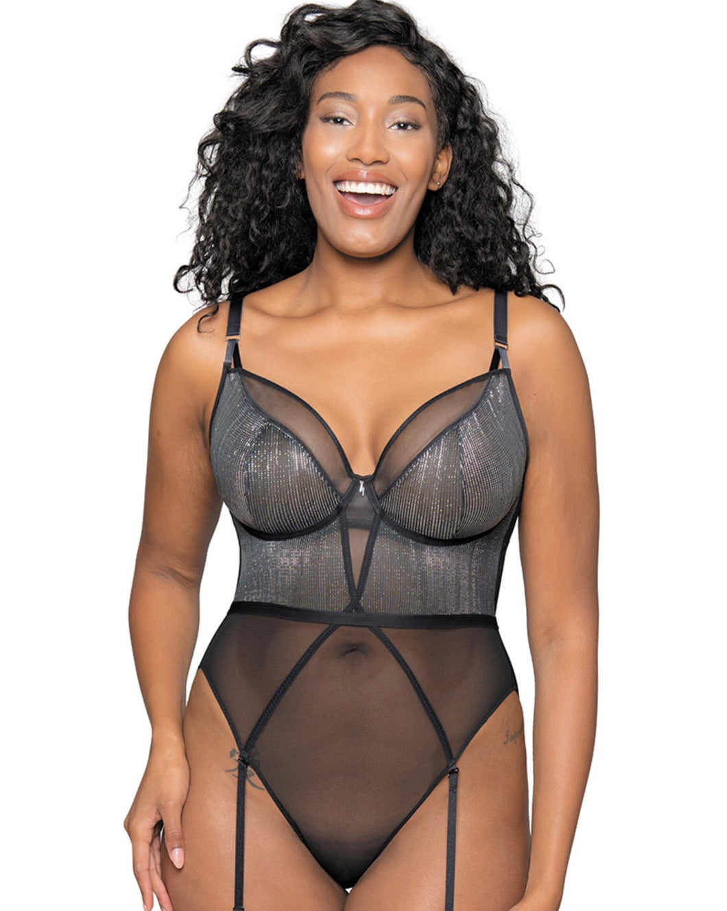 Curvy Kate Sparks Fly Plunge Body Black/Silver